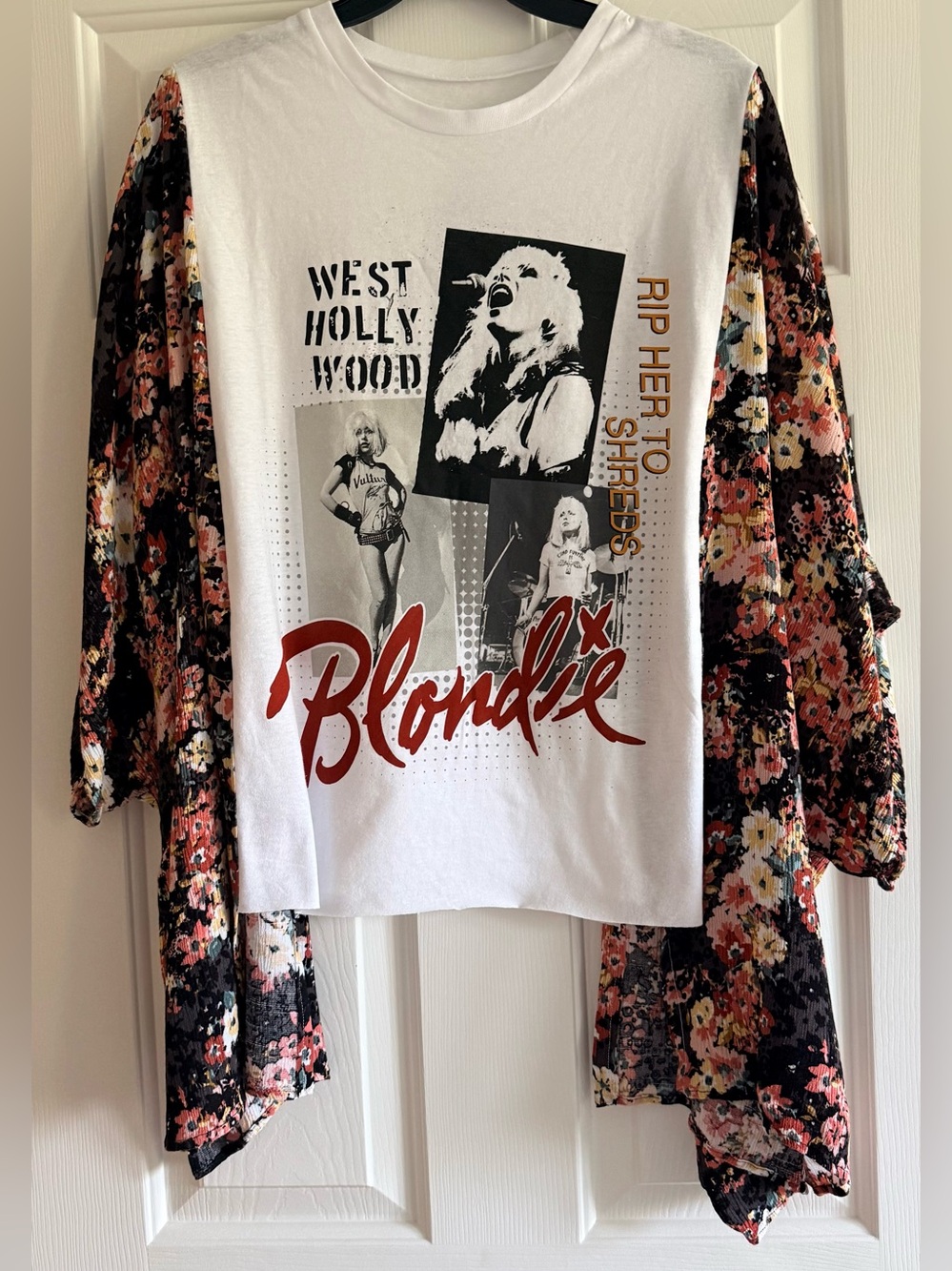 Custom Upcycled Blondie Poncho Kimono Pullover Top OSFM OOAK - Picture 2 of 4